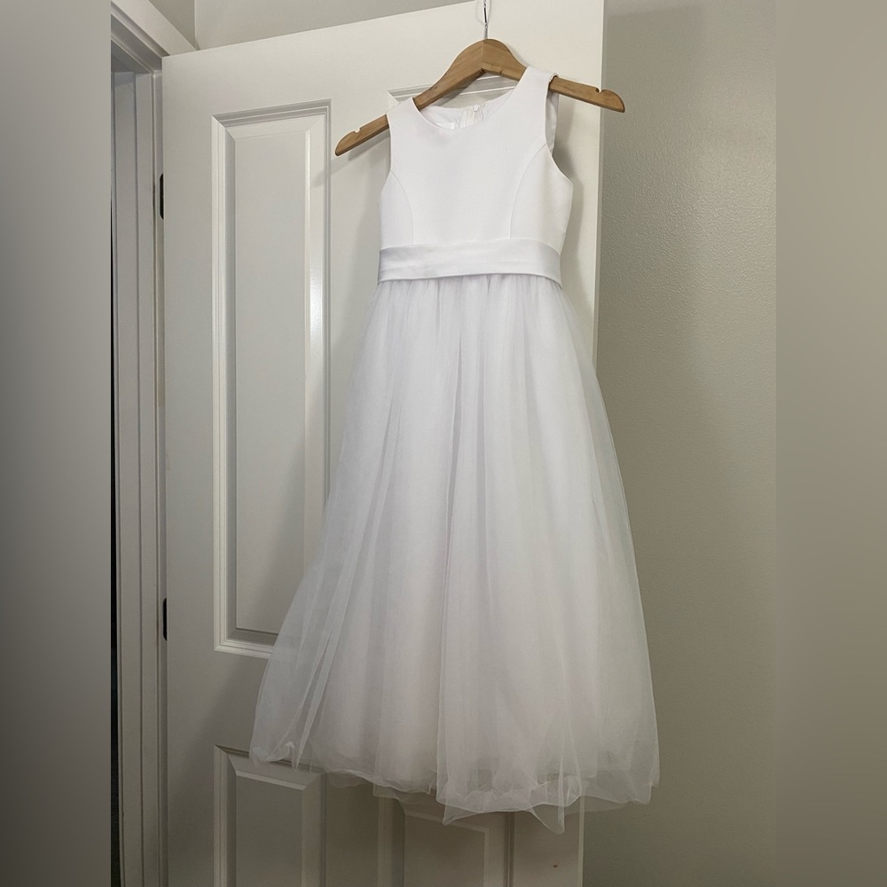 David's Bridal White Sleeveless Scoop Neck Sundress